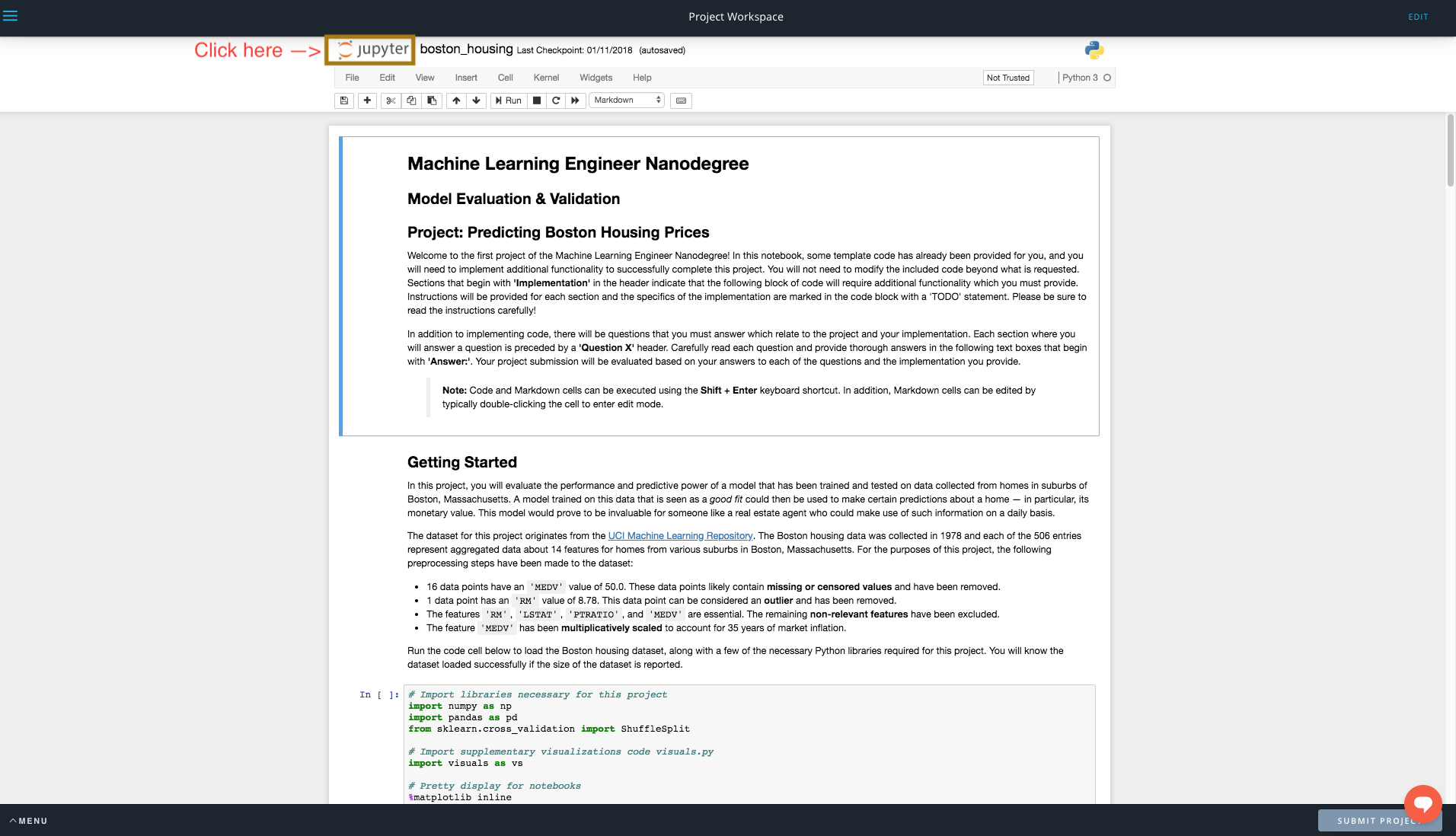Step 2 : Click on the Jupyter icon on the top left of your screen